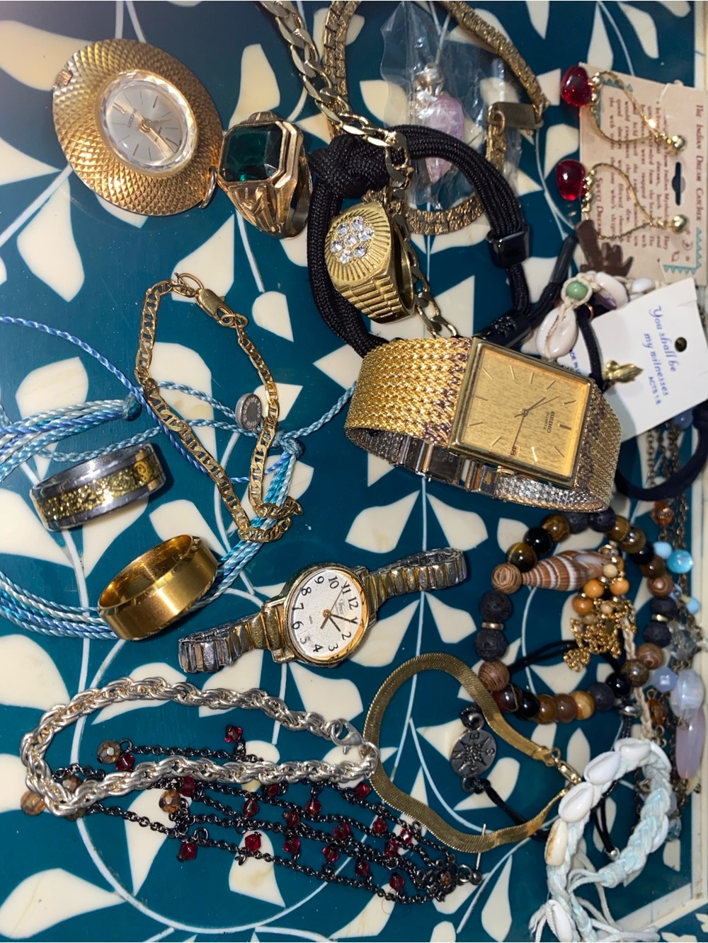 Vintage to present Mixed Gold Tone Watches and Jewelry Assortment